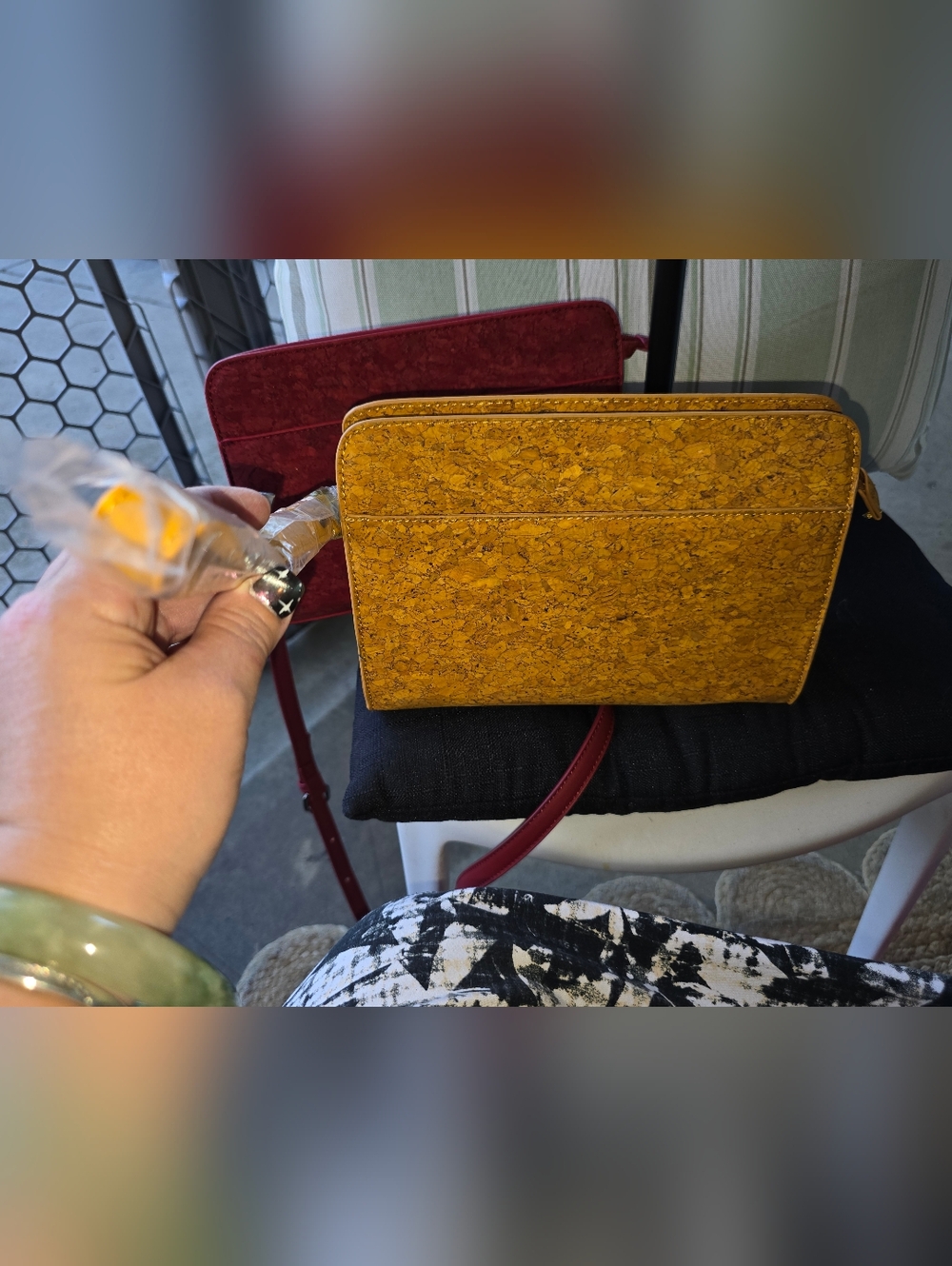 NWOT (3) Crossbody Cork Leather Shoulder Bags-Red, Mauve & Mustard By Evolution - Picture 14 of 14